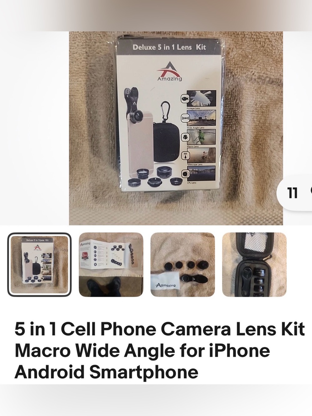 5-in-1 Cell Phone Camera Lens Kit - Black